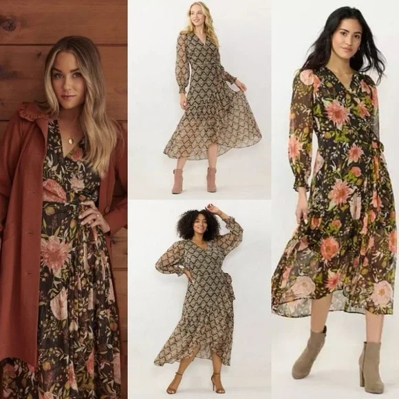 LC Lauren Conrad High-Low Hem Faux-Wrap Maxi Dress - Picture 9 of 10